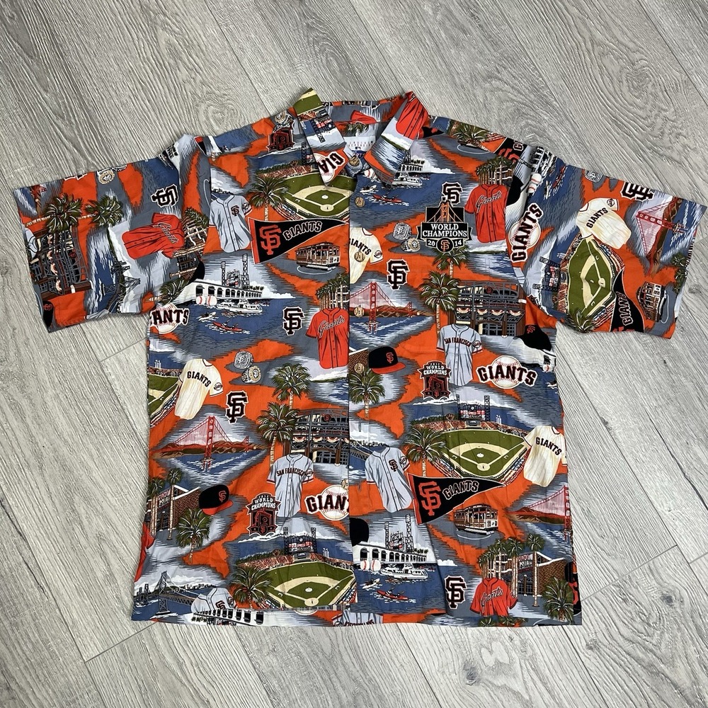 Reyn Spooner SF Giants Hawaiian Shirt 2014 World Champions Baseball Sz XL